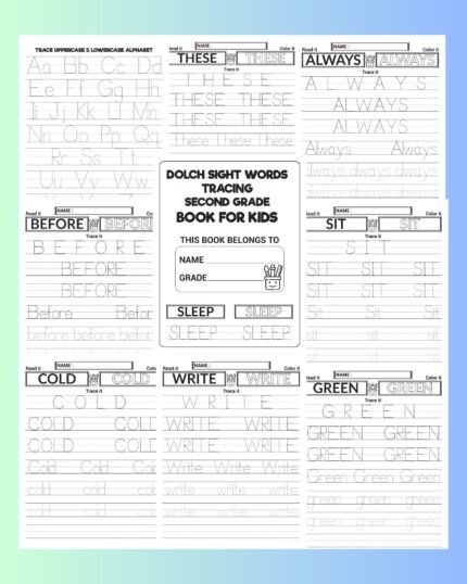 2nd grade sight words worksheet Dolch Sight Words Tracing Book Growth Smiles Happy family