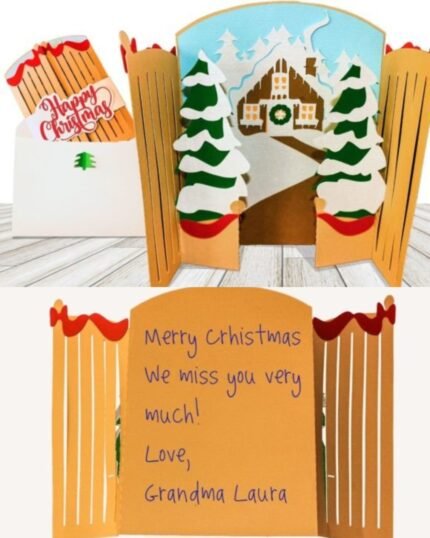 Christmas Gate Pop Up Card 3D Christmas Cards Family wellness home Smiles