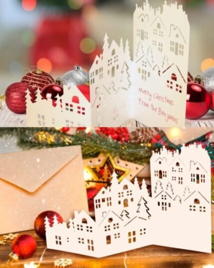 Christmas Village Accordion Card 3D Christmas Cards Family wellness