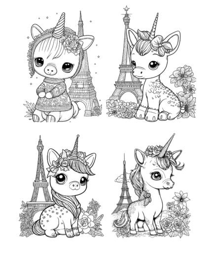 Cute Unicorn Coloring Pages at Eiffel Tower printable unicorn coloring sheets Growth Smiles Happy family