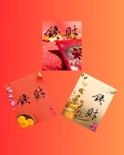 Printable Chinese Calligraphy Wall Art Canvas Print 钱 财 Money and Wealth Family wellness home Smiles