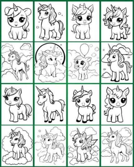 Funny printable Unicorn Coloring Pages for Kids family happiness